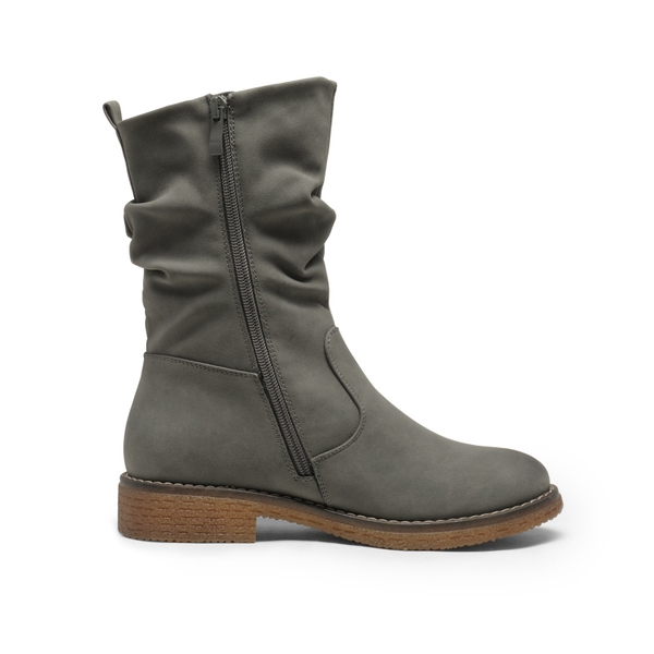 Winter Chunky Mid Calf Boots - GREY PU - 2
